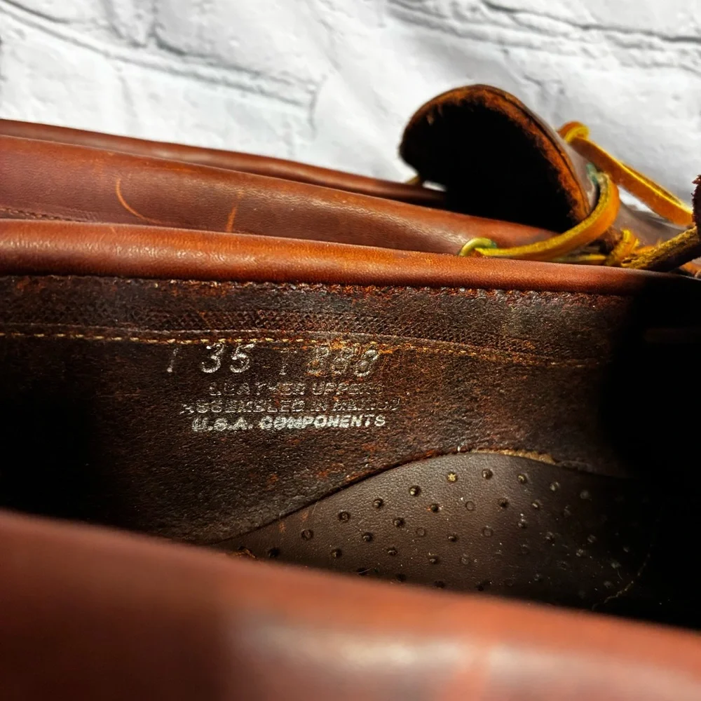 G.H. Bass & Co‎ Vintage Brown Leather Fringe Deck Moccasins Loafers Sz 10.5 READ